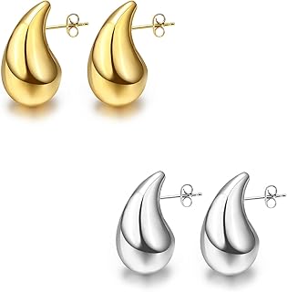Teardrop Earrings For Women Chunky Gold Hoop Earrings 18k Gold Drop Earrings Lightweight Open Hoops Gold Drop Earrings For Women Trendy Hypoallergenic Earrings Waterdrop Earrings Jewelry For Girls
