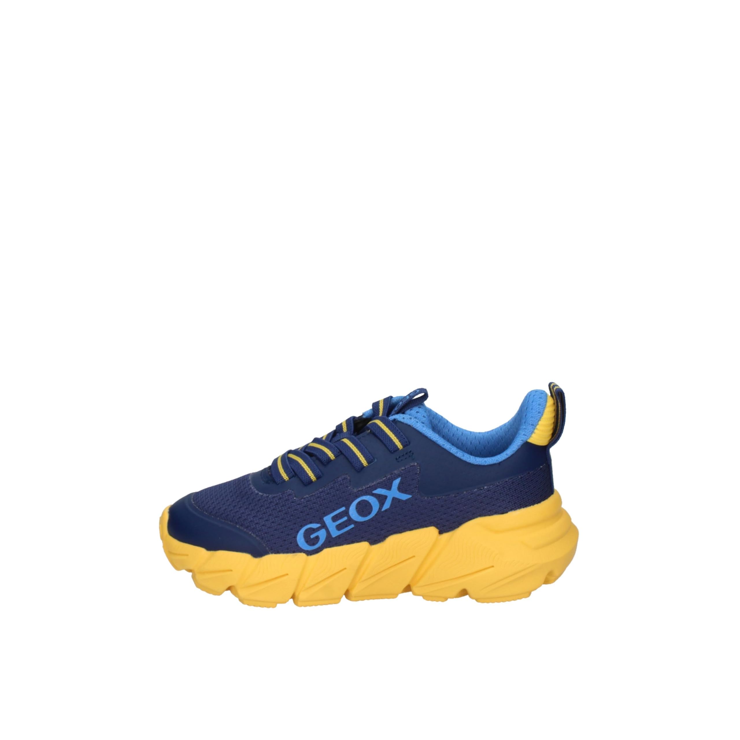 Geox J FLEXYPER Fast Boy Trainers, Navy/Yellow, 39 EU