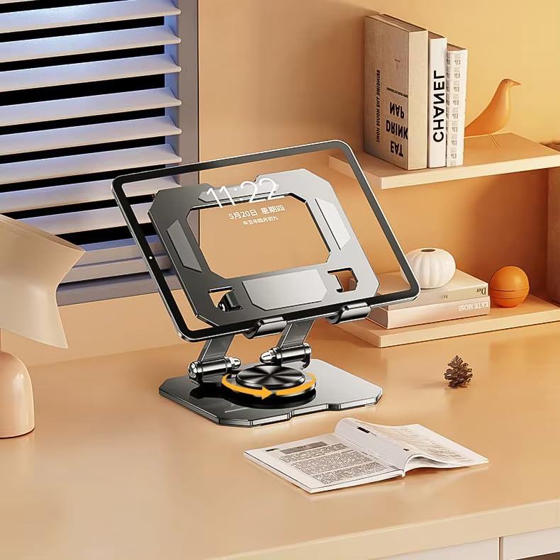 Image of Aluminium Tablet Stand Holder with 360 Rotating Base, Multi Angle Adjustments Compatible for iPad Pro | 11 | 10.9 | 10.2 | Air | Mini, Samsung Galaxy Tab, Lenovo Pad and All Tablets-Black