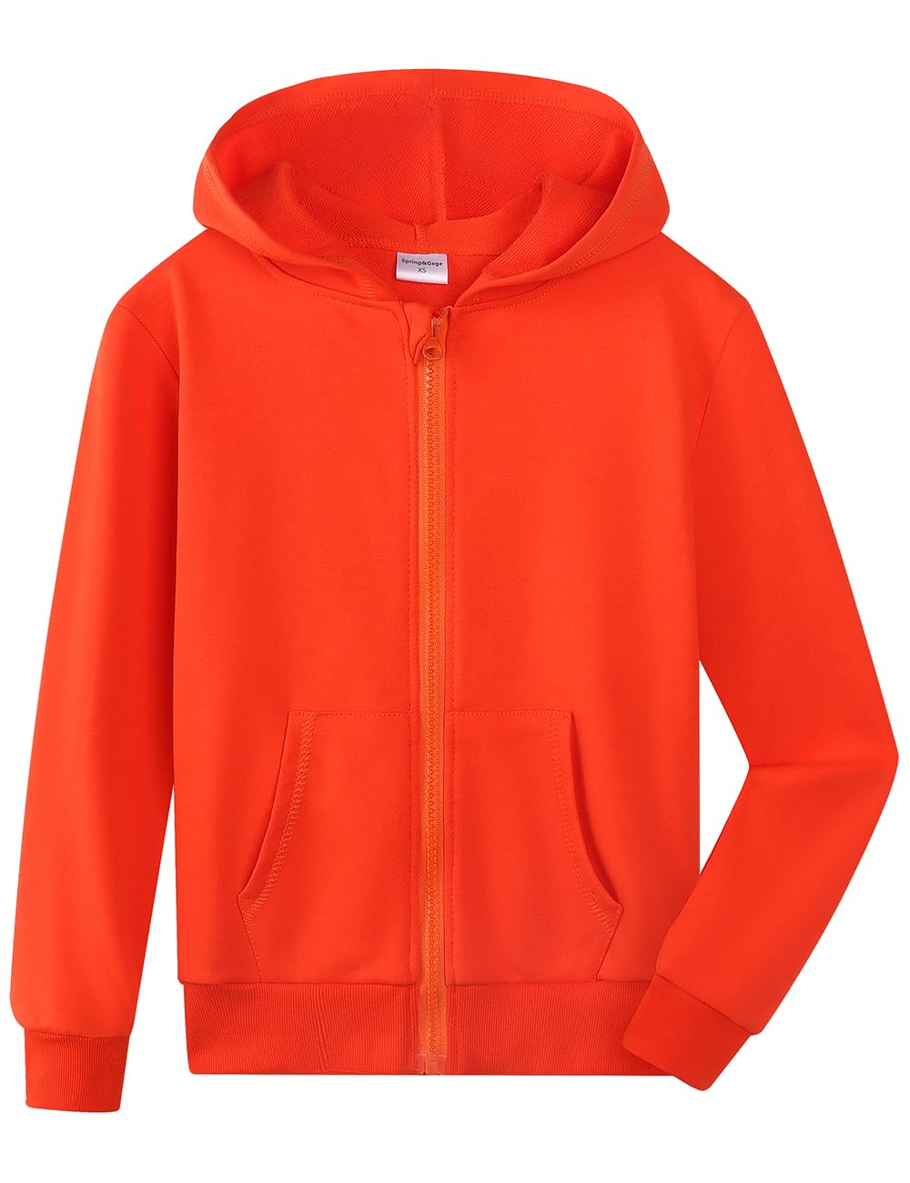 Spring&Gege Sudaderas clásicas para jóvenes con capucha y cremallera completa para niños (3-12 años) - naranja - 11-12 años