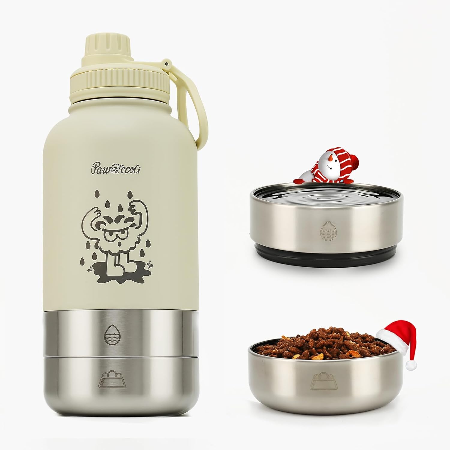 Stainless Steel 34oz Dog Water Bottle with Bowls for Hiking & Camping Stainless Steel 34oz Dog Water Bottle with Bowls for Hiking & Camping