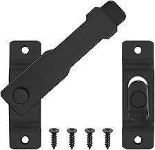 Door Latch, Black Stainless Steel Gate Latches, Garden Gate Locks for Wooden Gates, Barn Sliding Door Lock Bolts, Buckle Cam Safety Door Bolt Flip Latch for Cabinet Window Closet Garage Door, 4.45"