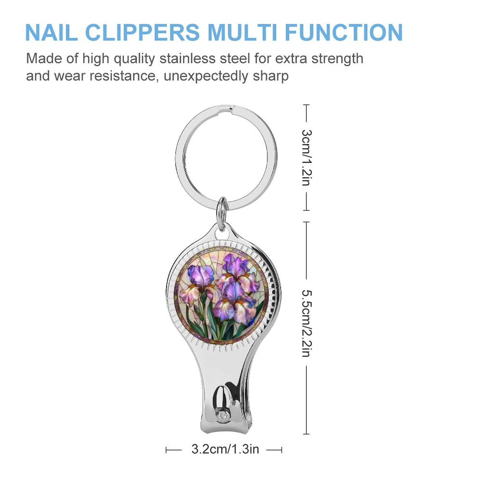 Stained Glass Purple Iris Flowers Nail Clippers Toenail Clipper Cutters Professional Nail Trimmer Nail Cuticle Cutter for Women Men