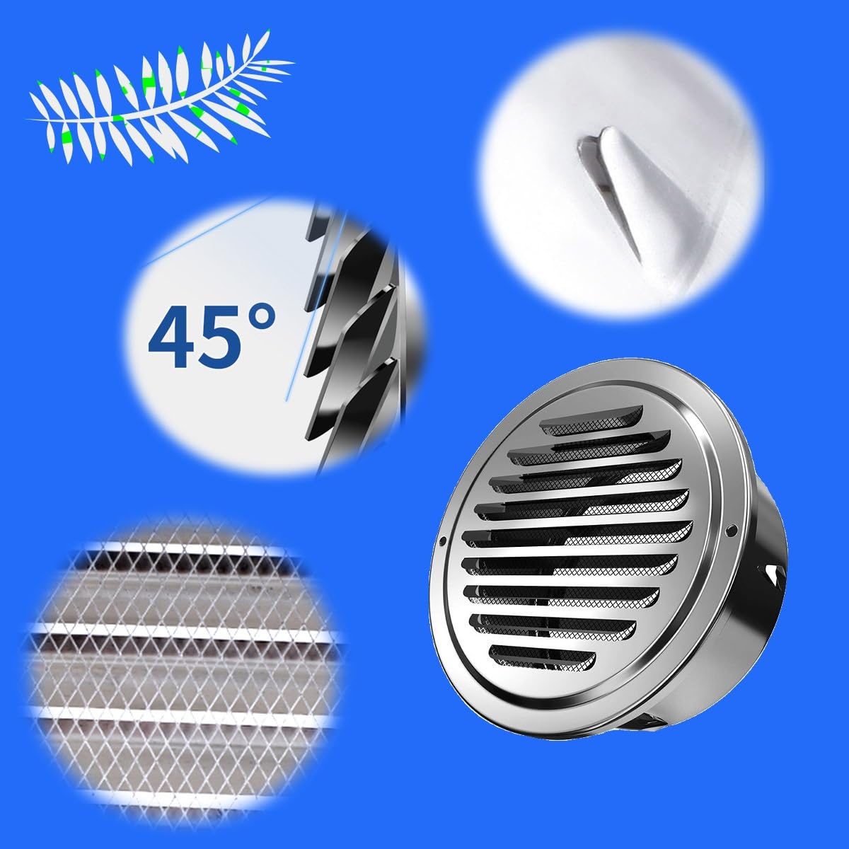 Grille Ventilation Multifonctionnelle Ronde INOX Acier Grille Aération Couvercle Écran Maille Air Sortie 150mm,200mm,300mm for Cuisine Salle Bain Mur Plafond Ventilation(300mm)