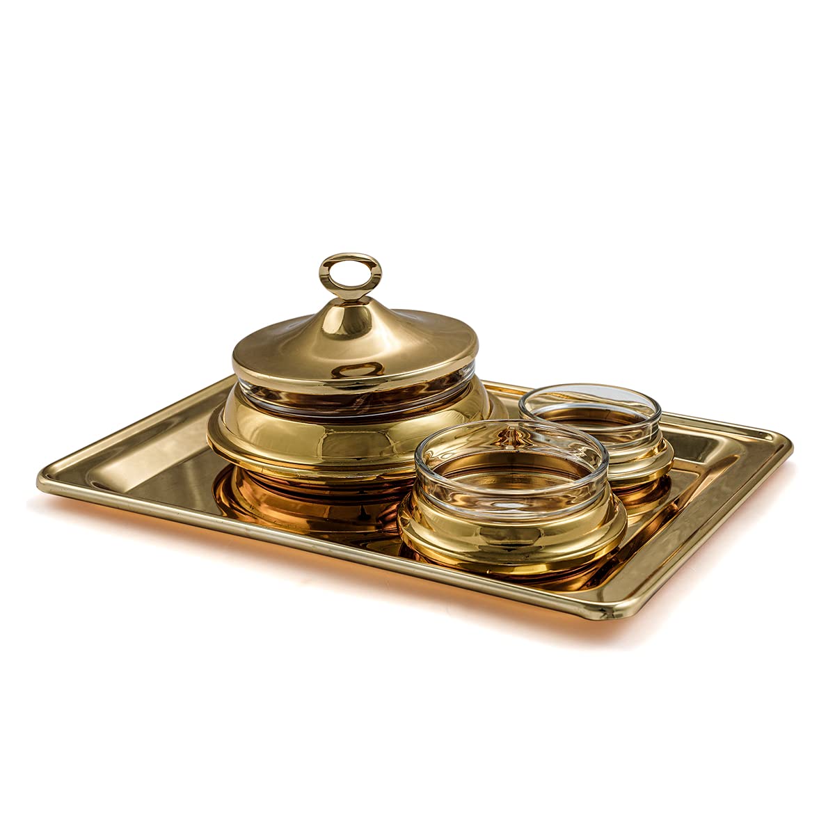 Vague 4 piece dates bowl serving set, gold