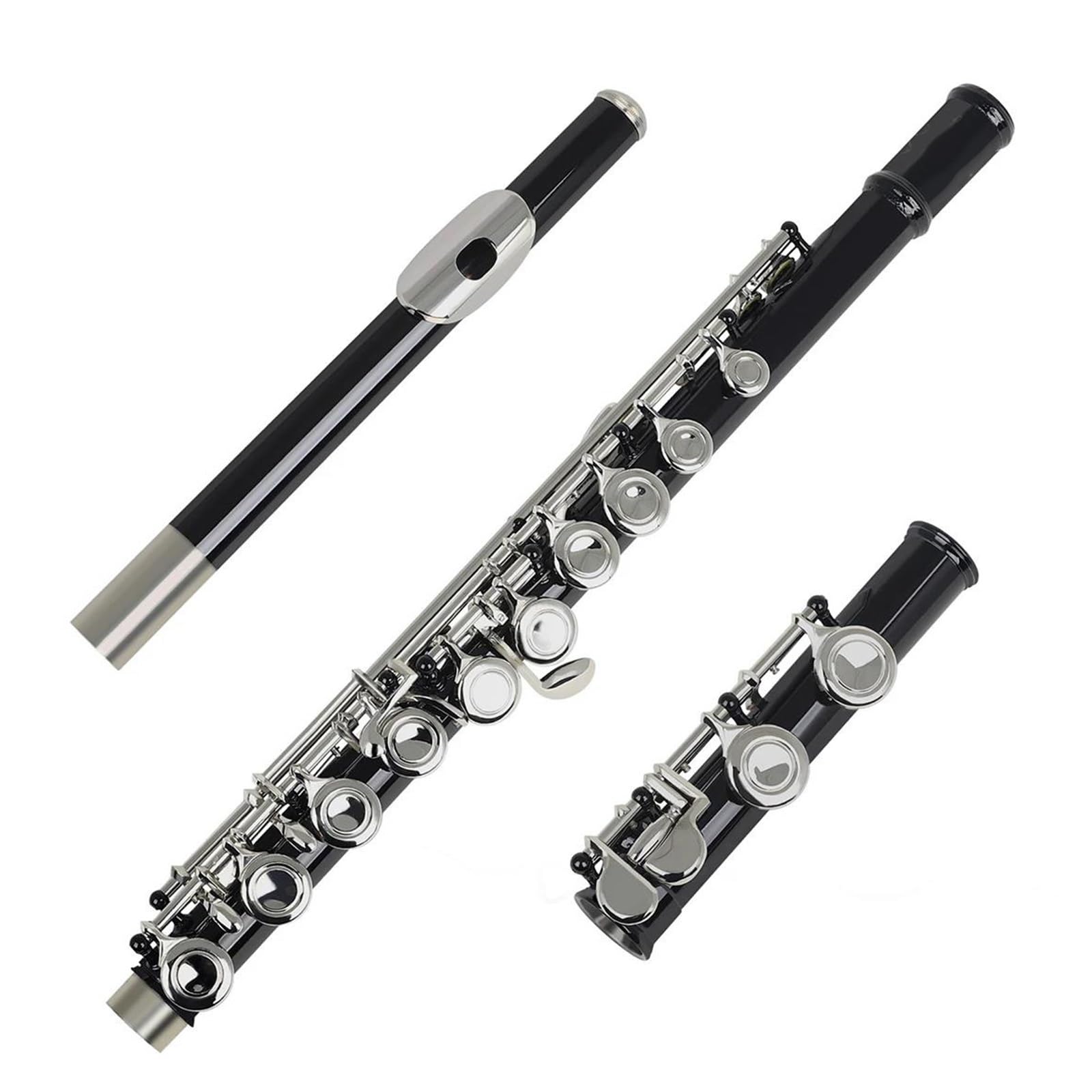 Flauto Flauto nero Chiave d'argento16 Fori aperti chiusi Chiave C Strumento musicale da concerto per flauto traverso professionale