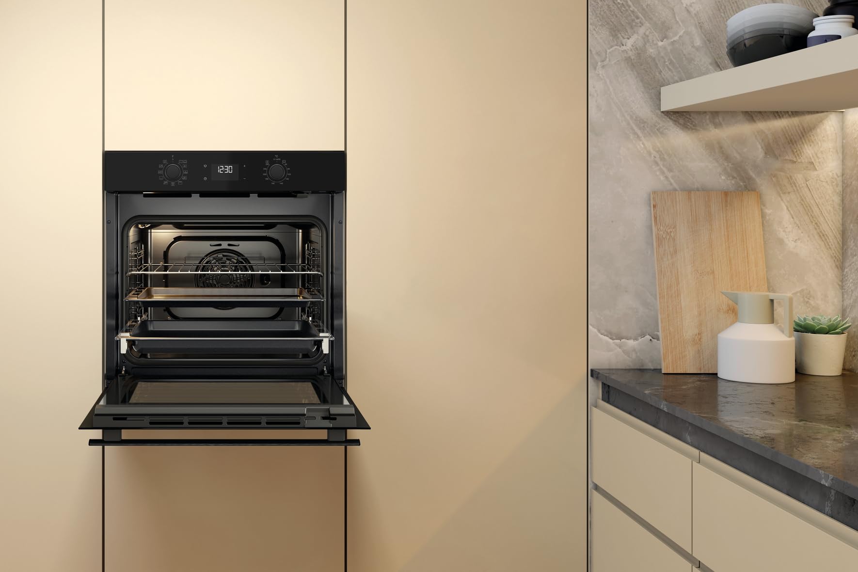 Bauknecht BBA285HU1K Einbau-Backofen 60 cm 71 l Heißluftbackofen 12 Funktionen PowerHeißluft Multi-Level-Kochen Pizzafunktion Schwarzglas