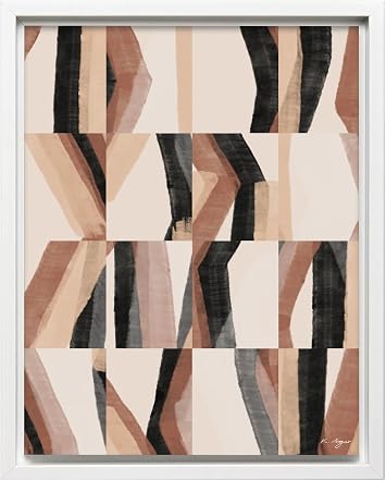 Monem Art Warm Rustic Abstract Pattern Print - Modern Organic Abstract Art Poster - Wall Decor for Living Room, Bedroom or Office - 8x10 White Framed CANVAS Wall Art by Kit Agar