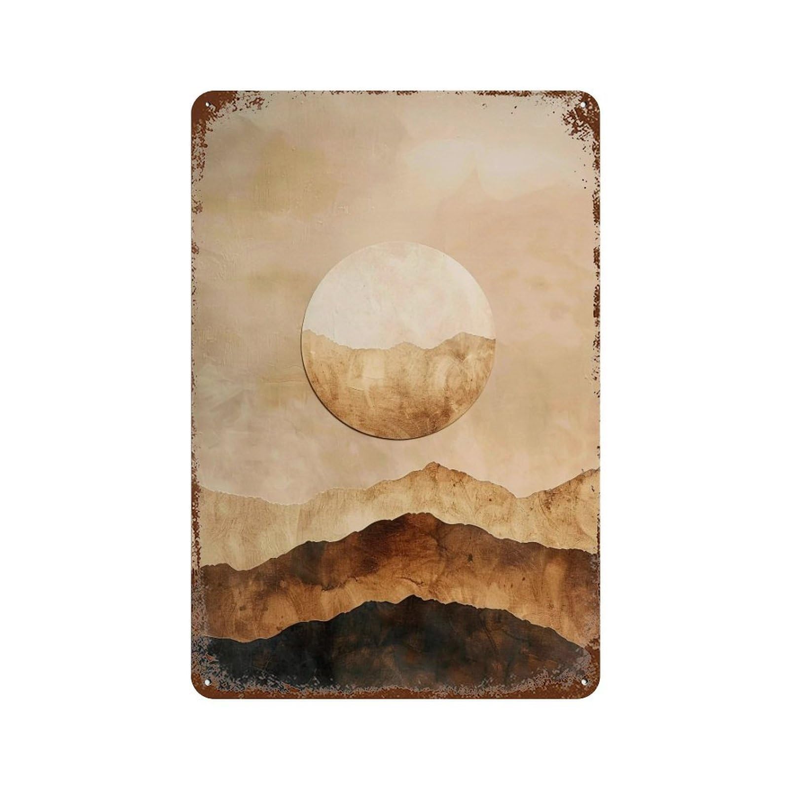 Wujhgrsg Style Minimal Neutral Gradient Peak Lunar Vista 03 Wall Art Retro Iron Vintage Metal Tin Sign Poster Modern Decor For Home Cofffee Club Bar Shop 30X20cm