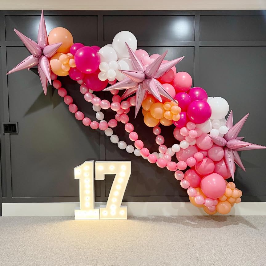 Image of 3pcs 26inch 3D Explosion Star foil balloon, Candy Pink Foil Cone star burst Balloons for Birthday Wedding New Year Party Event