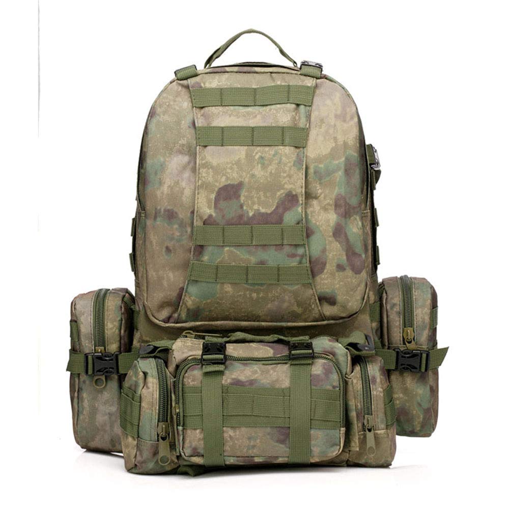 Outdoor Sports Pack Hiking Bag Tactical Rucksack Camo Knapsack Combat Camouflage Molle 55L Tactical Backpack - A-TACS FG