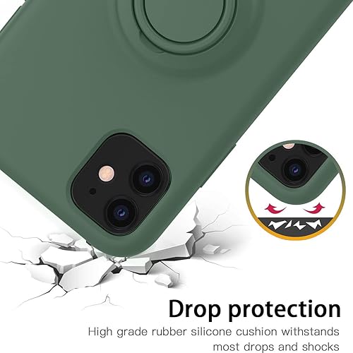 Miniatura 4 de HAVVA Compatible con iPhone 11, silicona y anillo de soporte de la serie forro de microfibra suave antiarañazos, funda protectora de cuerpo completo