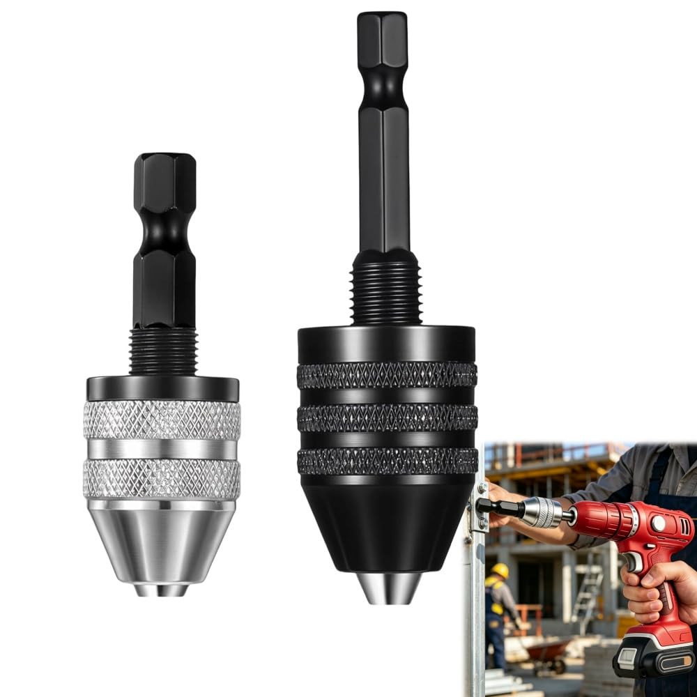 Adaptadores de portabrocas sin llave (2 piezas) adaptador de cambio rápido de vástago hexagonal de 1/4 pulgadas (0.3-6.5 mm y 0.3-3.6 mm) convertidor de brocas de alta resistencia sistema universal de