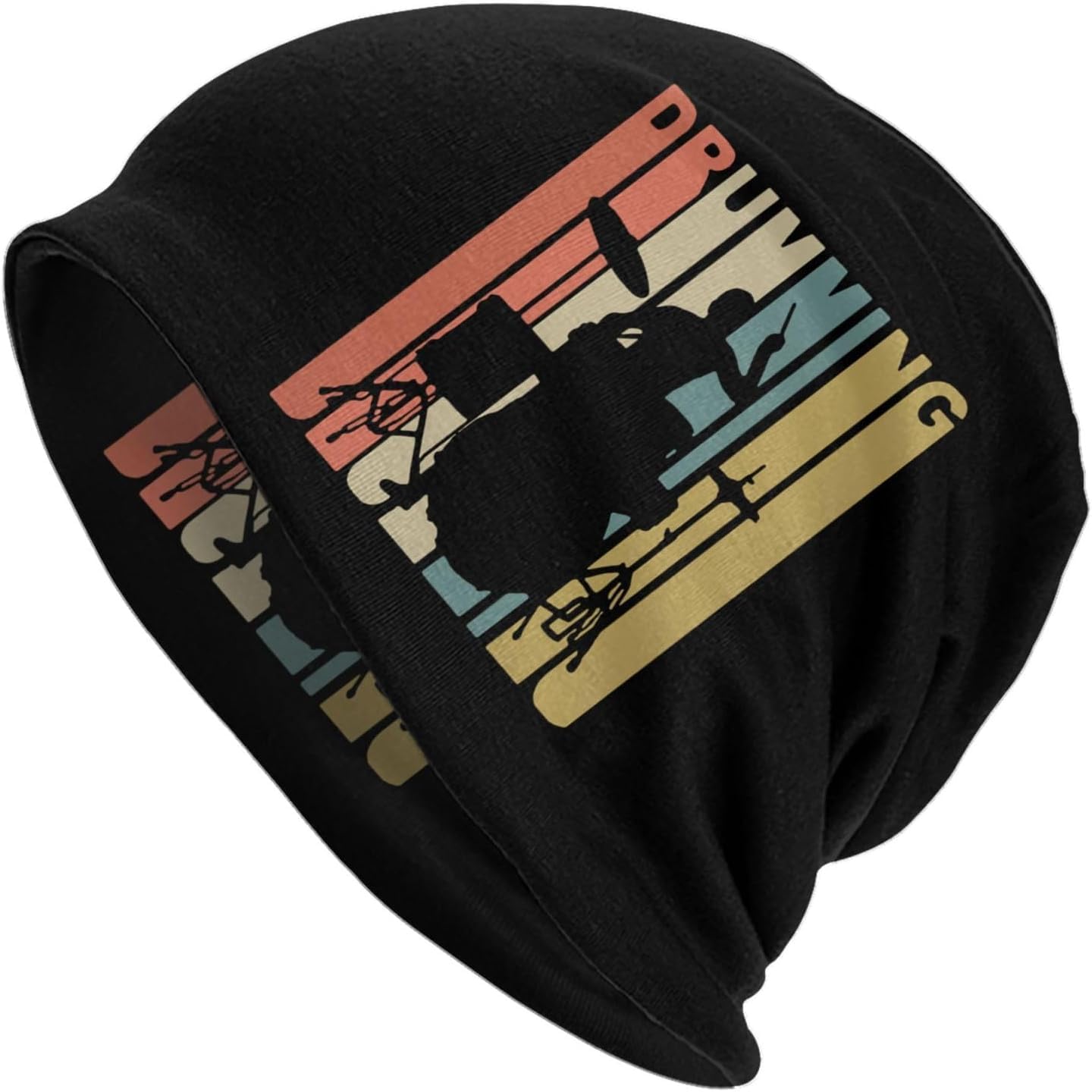 Smazdfxx Unisex As Pic Black Style Drumming Drummer Men's Knit Hat Beanie Hat