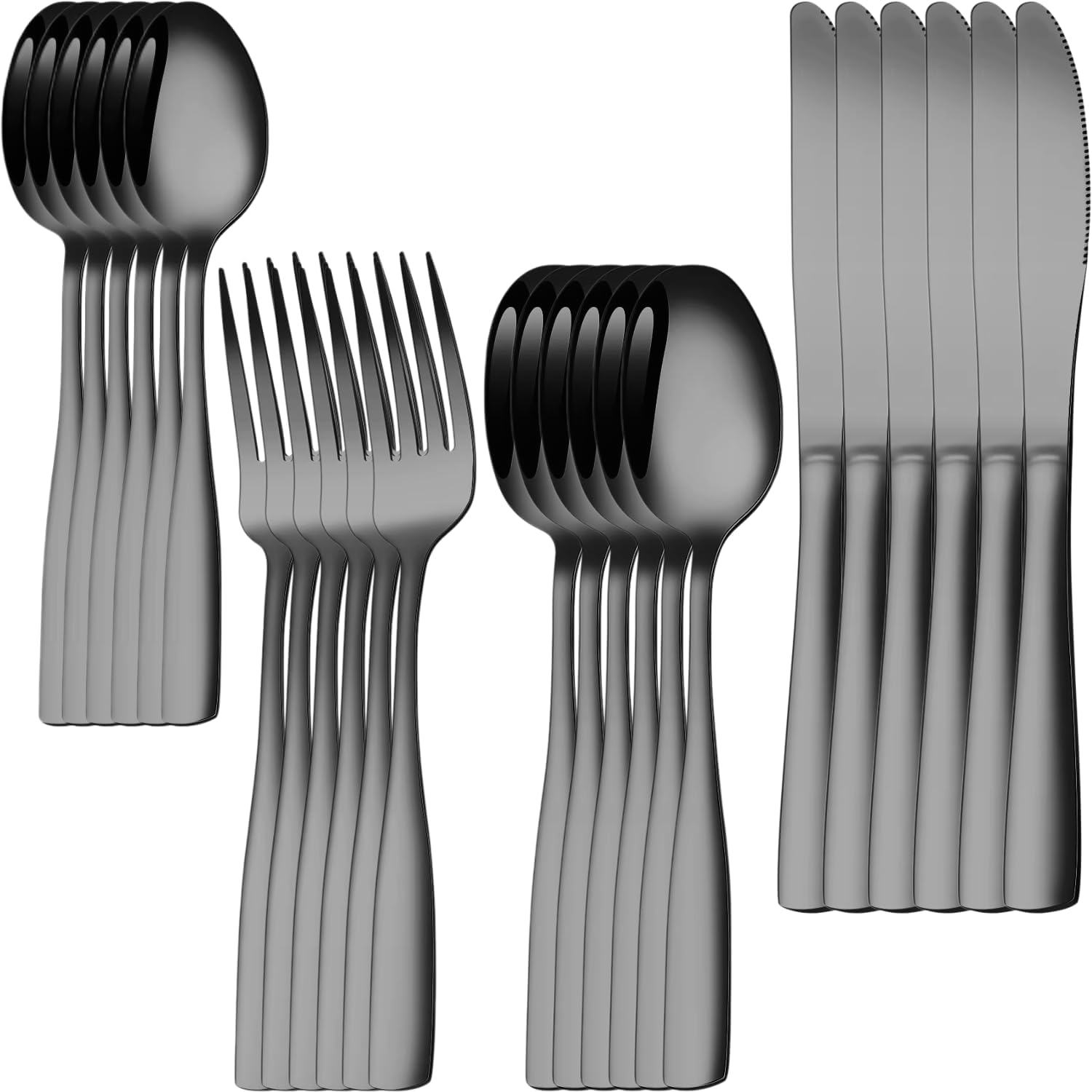 Naidev Silverware Set for 6, 24-Piece 18/10 Stainless Steel Flatware Set,Forged Cutlery Set Matte Finish for Home,Restaurant and Parties, Dishwasher Safe.