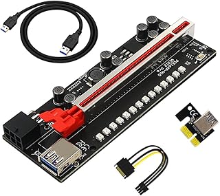 KICHOUSE 1 Conjunto Placa Adaptadora Gráfica Pci-E Cabos PC Mineração Alimentada Pci-E Riser Cabo Adaptador Placa Adaptadora Pci-E Mining Placa Pcie Riser Pci-E Mining Extender Adaptador