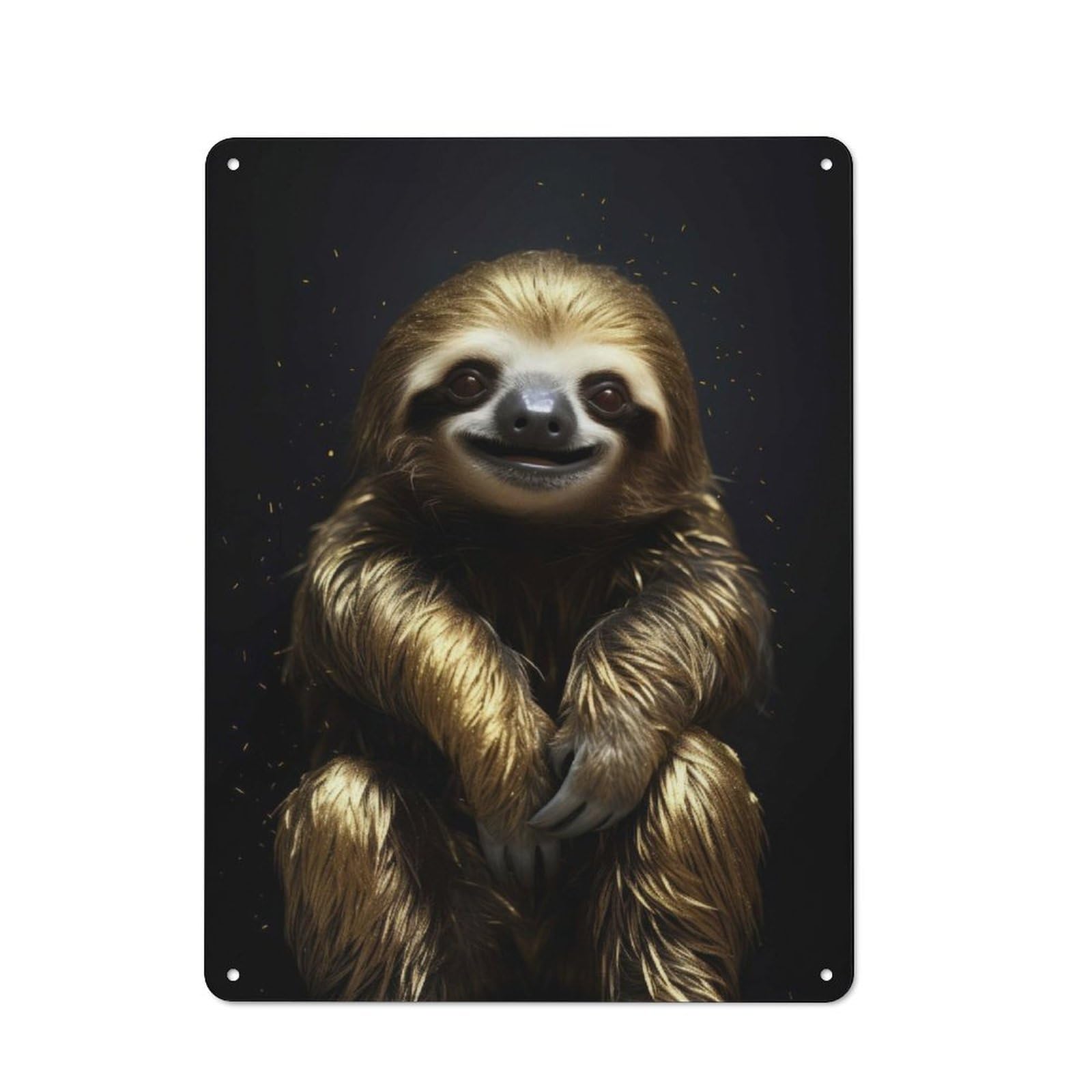 Junmoney Sloth Gold Animal Retro Metal Wall Sign 40X30cm With For Living Room Wall, For Vintage Wall Decor Fans, For Themed Room Decoration
