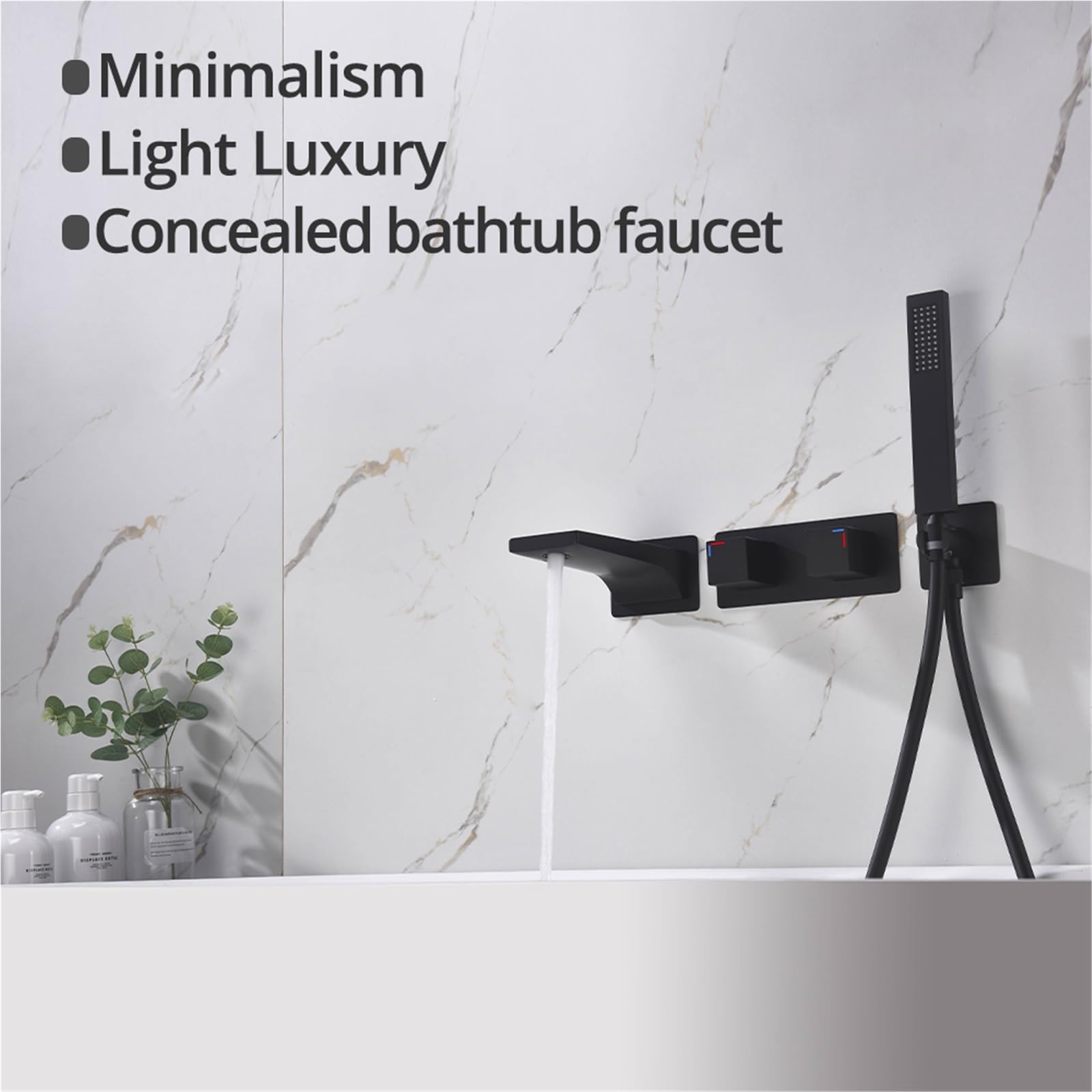 Nowoczesny brązowo-ścienny kran łazienkowy z prysznicem ręcznym pojedynczy uchwyt bateria mieszająca do stylowej wanny elegancki design do współczesnych łazienek