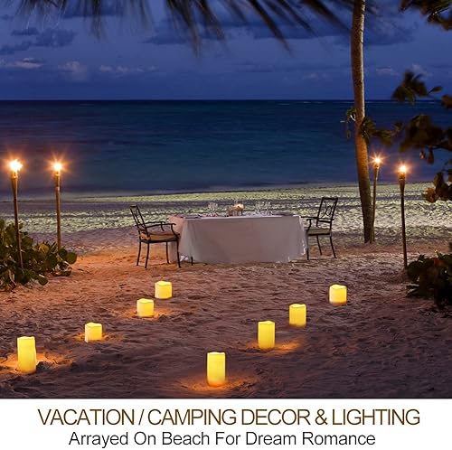 Miniatura 4 de Juego de 4 velas LED de pilar para exteriores, IP65, impermeables, 3 x 4, 3 x 5, 3 x 6, 3 x 7, color crema, velas de pilar que funcionan con pilas