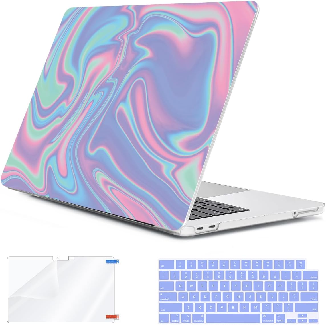 Compatible with 2026 MacBook Neo 13 inch Case A18 Pro A3404, Anti-Crack & Scratch Hard Shell Case & Keyboard Cover & Screen Protector & Webcam Cover for Apple MacBook Neo 13", Abstract Fluid