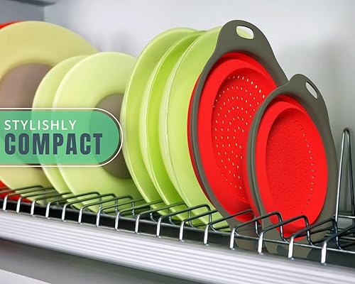 Miniatura 9 de Juego de Colador, juego de 2 coladores plegables (filtros) de Comfify. Incluye 2 filtros de silicona plegables de 8 pulgadas y 2 cuartos de galón,