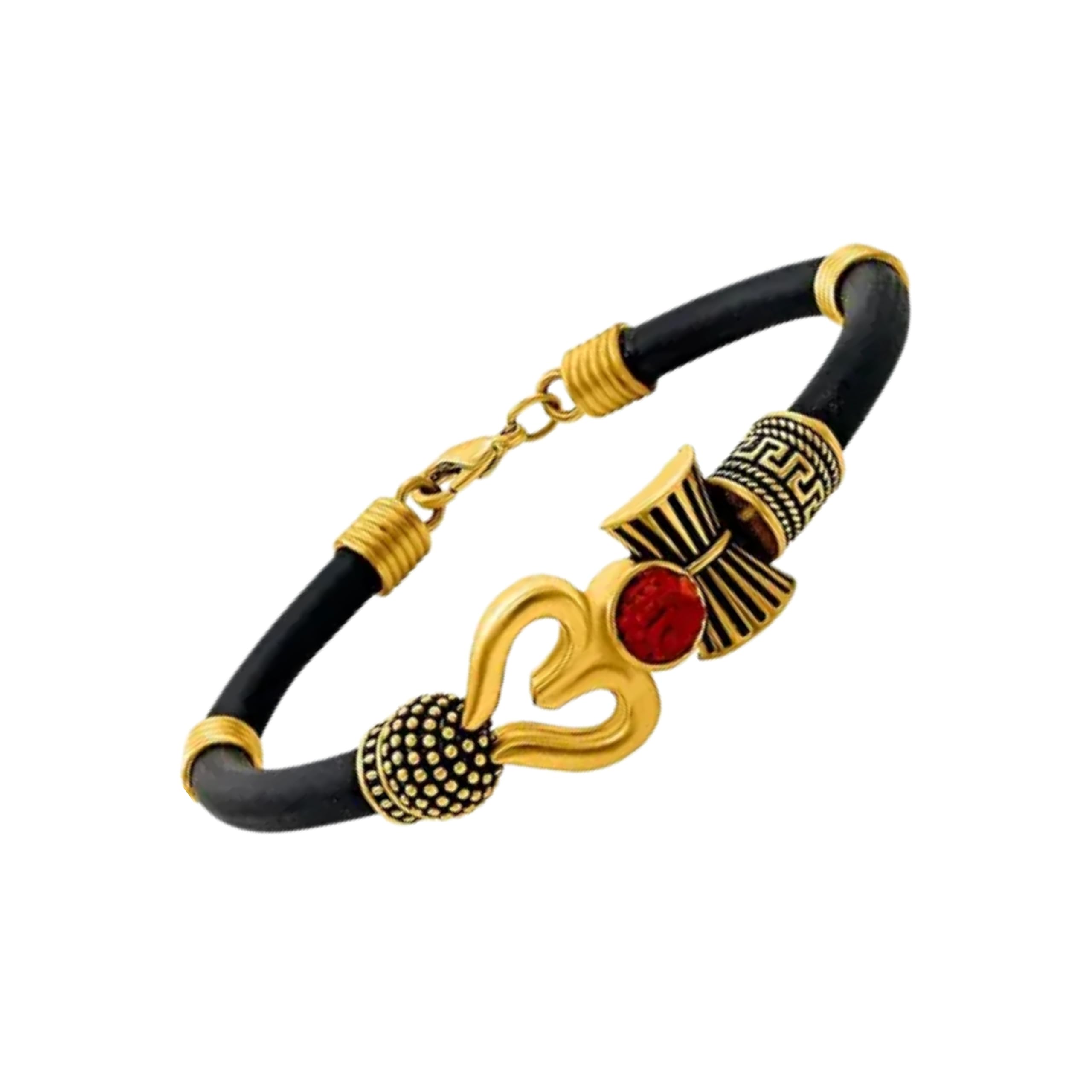 WC_Silicone Trishul Om Damroo for men and women Ethnic Kada Bangle Stylish Rudraksha Accessory