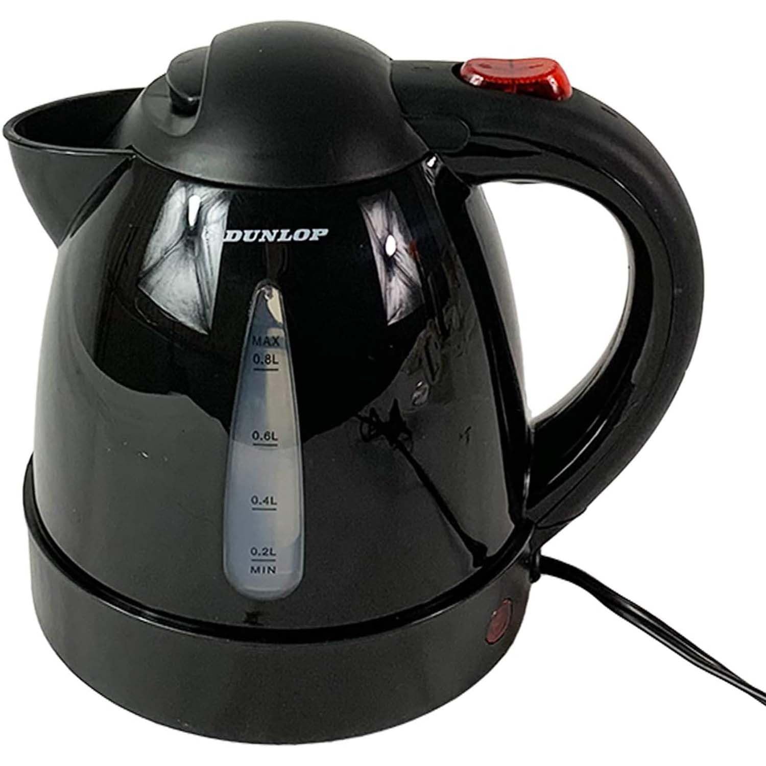Dunlop Bouilloire de voyage 24 V - Bouilloire de voyage 0,8 l - Bouilloire portable avec prise allume-cigare - Protection thermique et protection contre la marche à sec - Pour thé, café, soupe et
