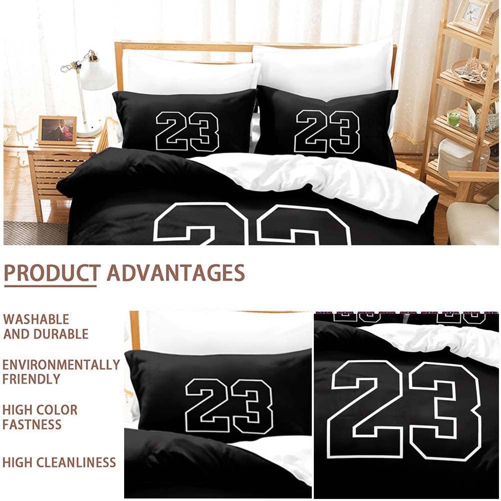Set di Biancheria da Letto di 3D Pallacanestro Stampa Digitale, 2/3 Pezzi in Microfibra con Chiusura e Federa a Cerniera Set Copripiumino Matrimoniale Singolo (B,King 220X240CM)