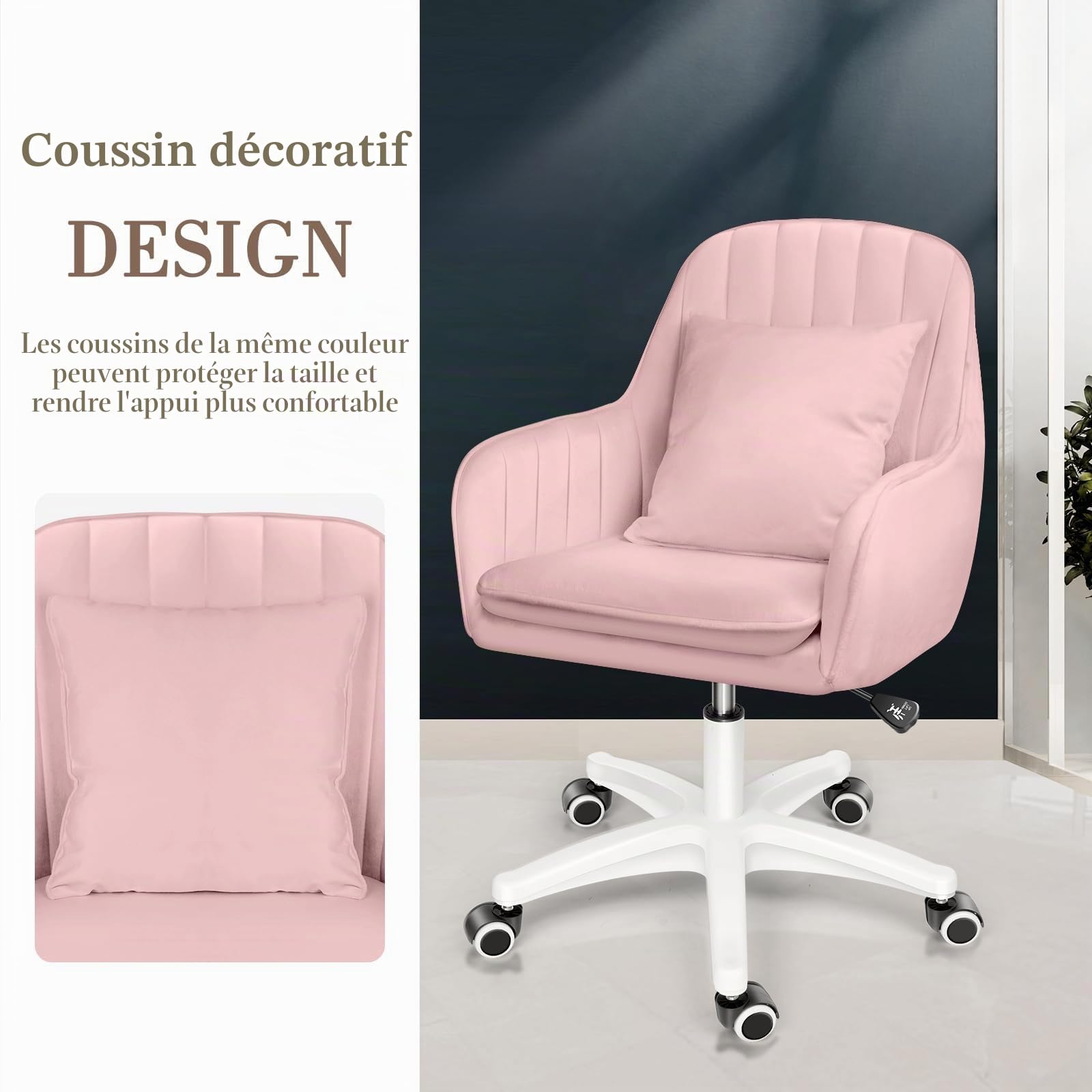 Chaise de Bureau Mignonne - Chaise de Travail réglable, Moderne et Confortable, pivotante à 360°, Dossier Moyen, adaptée au Bureau à Domicile et au Salon