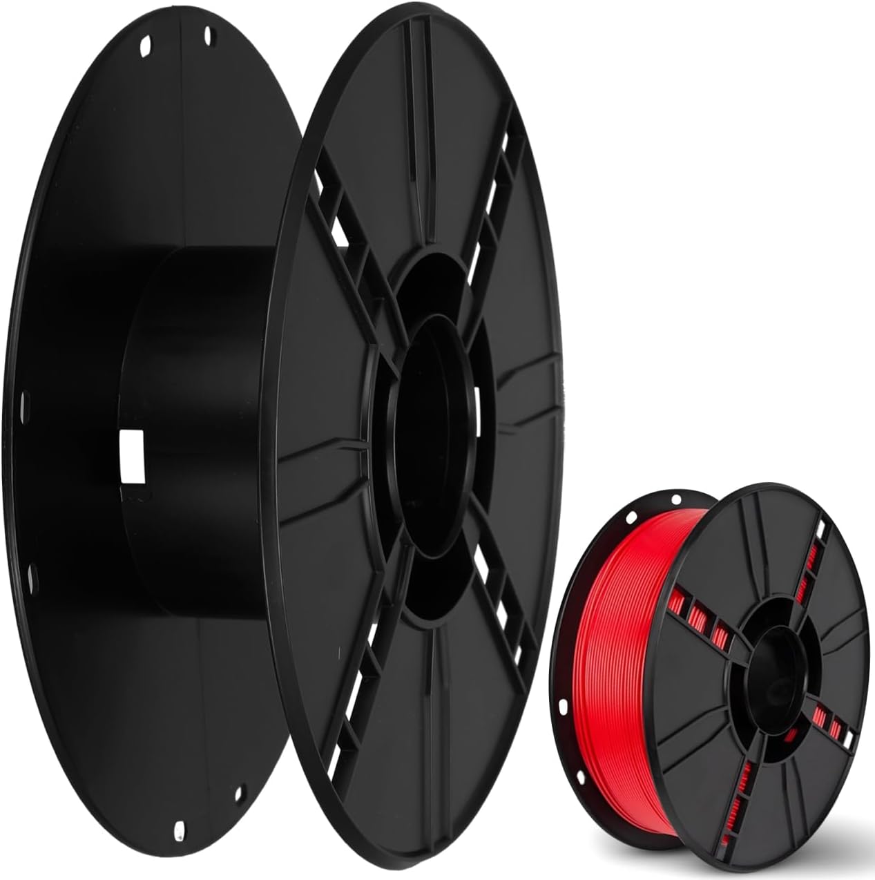 Hemobllo Extension Cord Reel 200mm x 200mm x 65mm Black Plastic – Tangle-Free Winding Heavy-Duty Industrial Build – for Garage Workshop Craft Room Storage for Braided Cord Paracord Hose