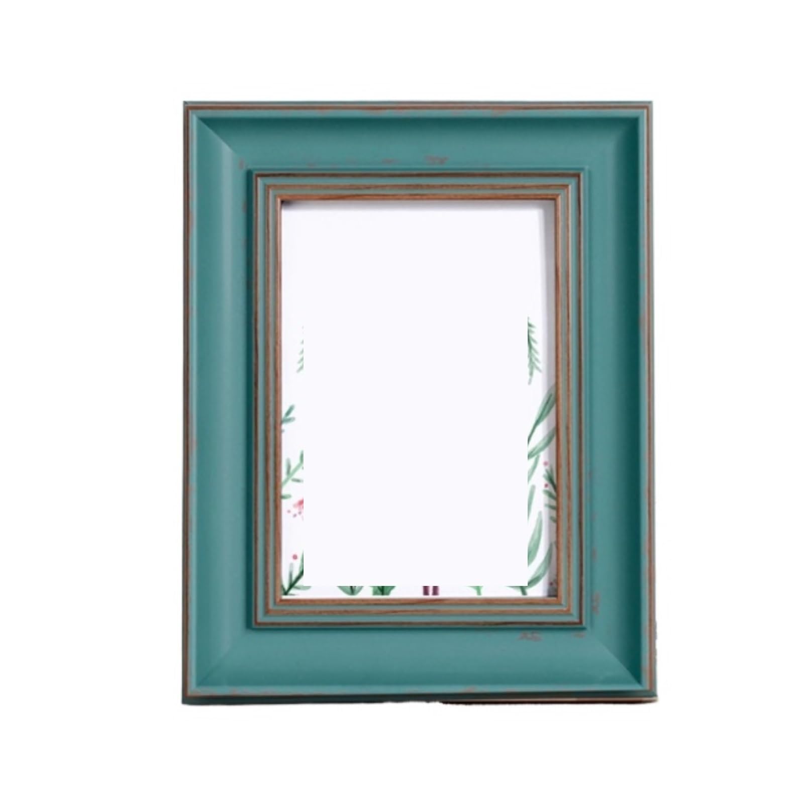 Photo Picture Display Frame Square Photo Frame Antique Wood Grain Wall Mounted Picture Living Room Decoration(Blue)