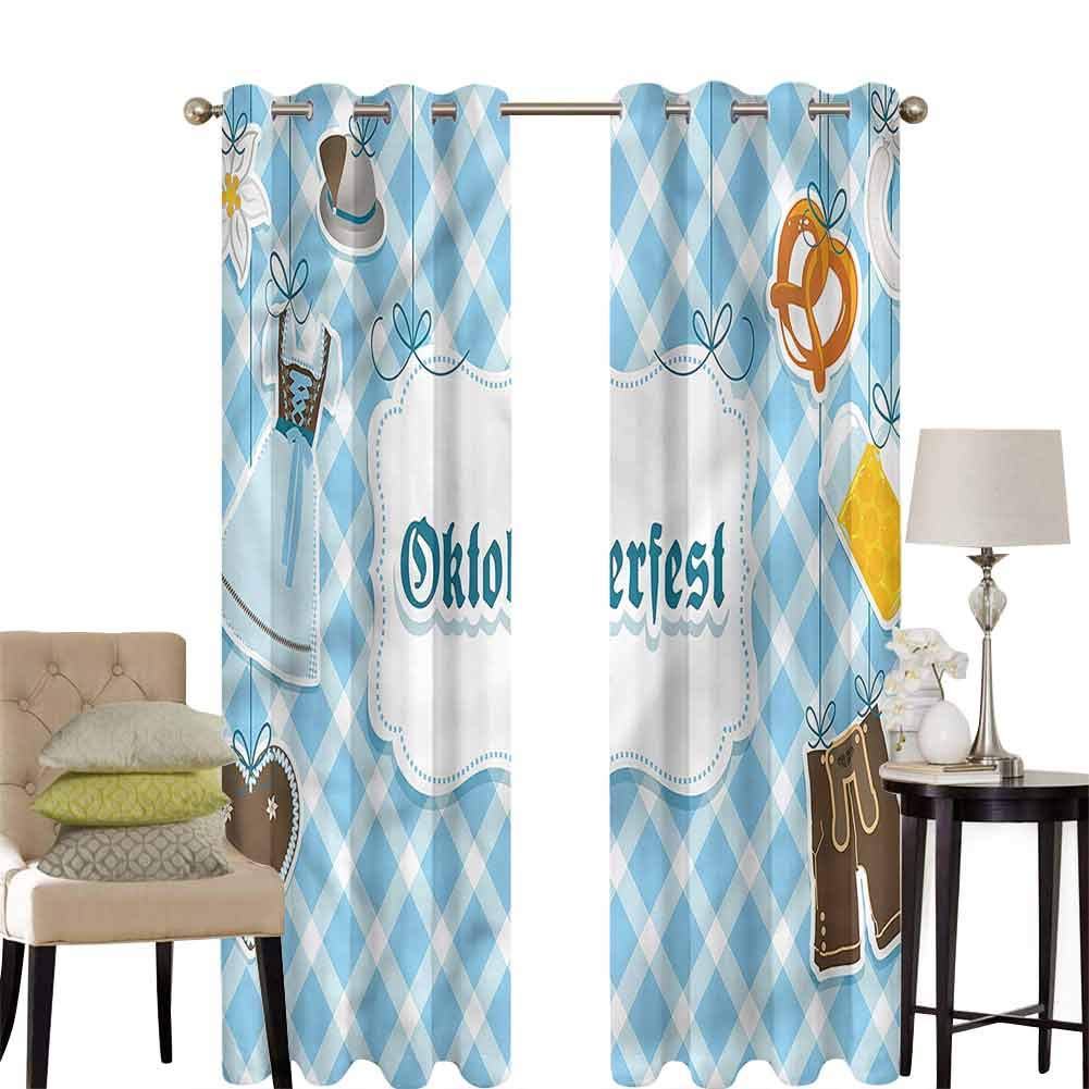 hengshu Oktoberfest Room Darkening Curtains for Bedroom Dirndl Dress and Hat Pattern Curtains Long W96 x L96 Inch