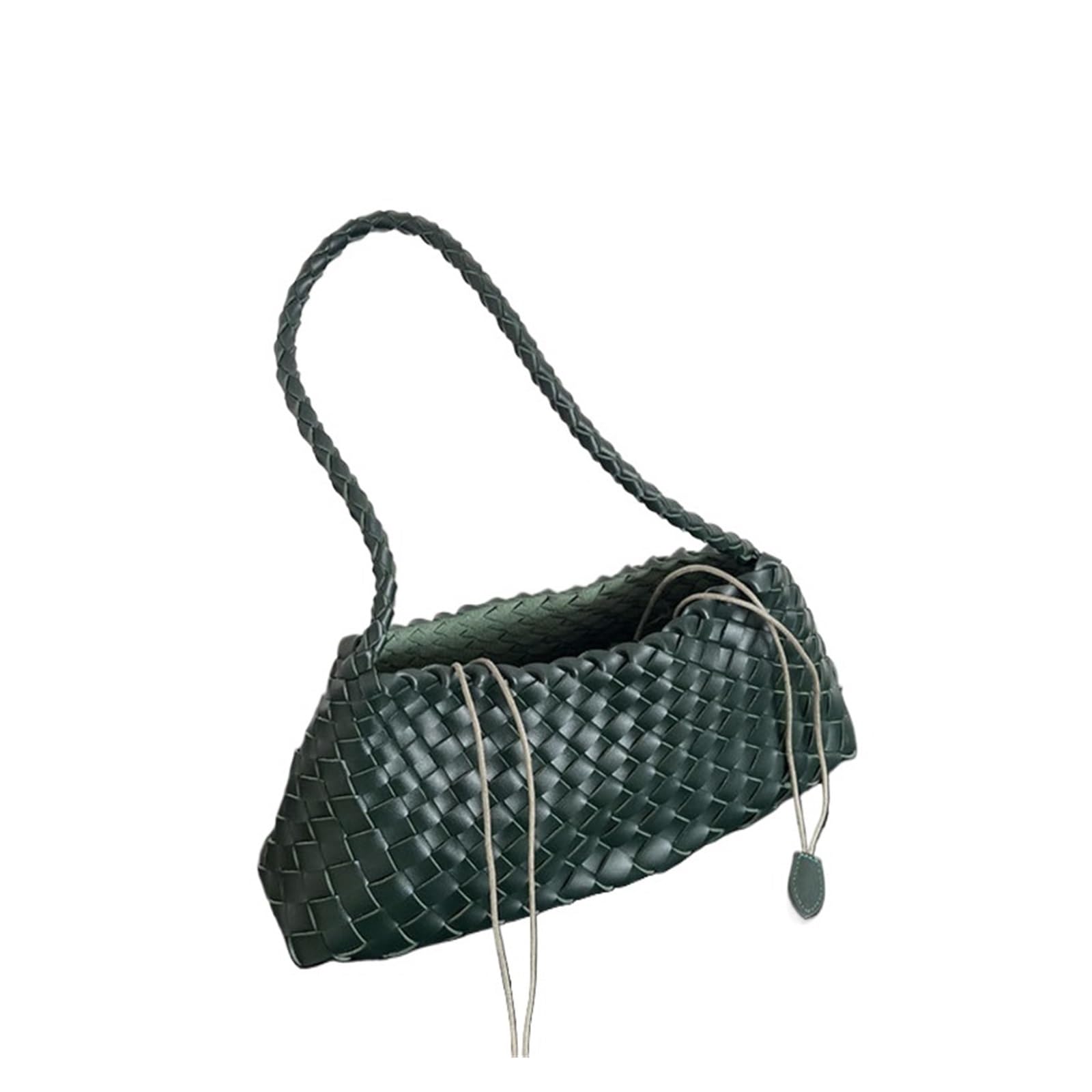 Amengj Women's Color 1 Woven Leather Bag Pu Hand-Woven Bag, Vegetable Basket Bucket Bags, Vacation Handbag Shoulder Bags(Color 1)
