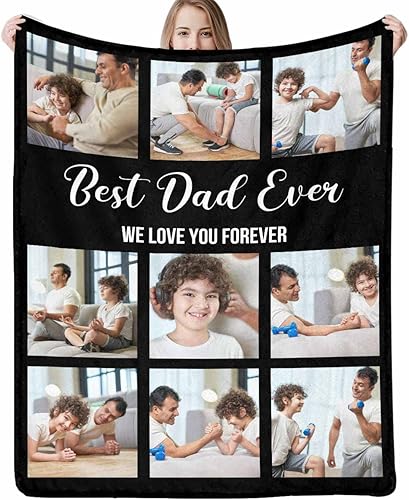 Regalos para papá, manta personalizada para el Día del Padre, hecha en Estados Unidos, manta de fotos familiar personalizada para papá o abuelo,