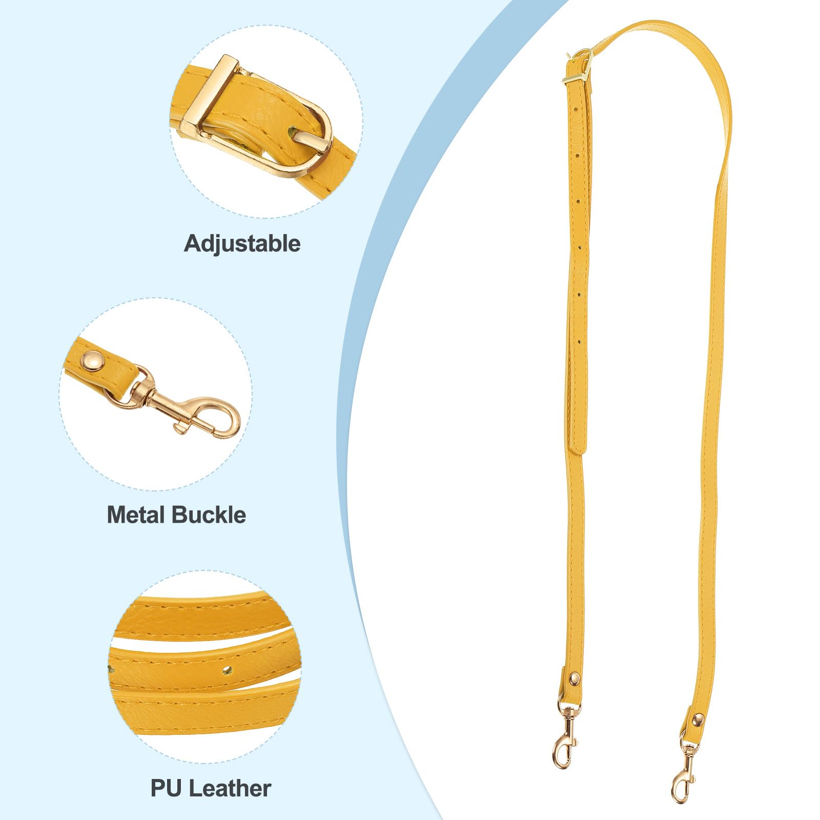 PATIKIL Leather Purse Strap Replacement 47 Inch, PU Adjustable Shoulder Crossbody Replacement Strap with Gold Hardware, Yellow - Image 3
