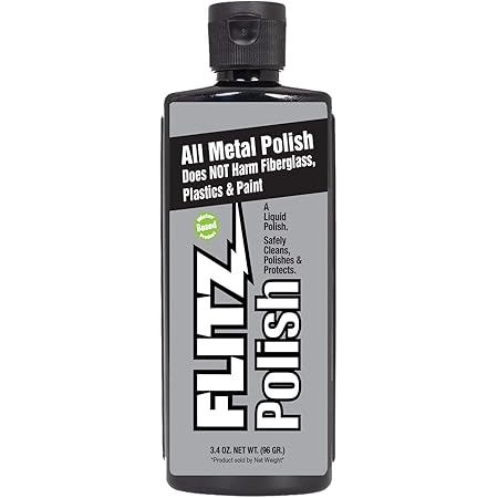 Flitz Multi-Purpose Polish and Cleaner Liquid All Metal DOES NOT HARM Plastic & Fiberglass: Great for Headlight Restoration + Rust Remover, 3.4 oz (Model: LQ 04535)