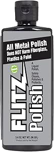 Flitz Multi-Purpose Polish and Cleaner Liquid All Metal DOES NOT HARM Plastic &amp; Fiberglass: Great for Headlight Restoration + Rust Remover, 3.4 oz (Model: LQ 04535)