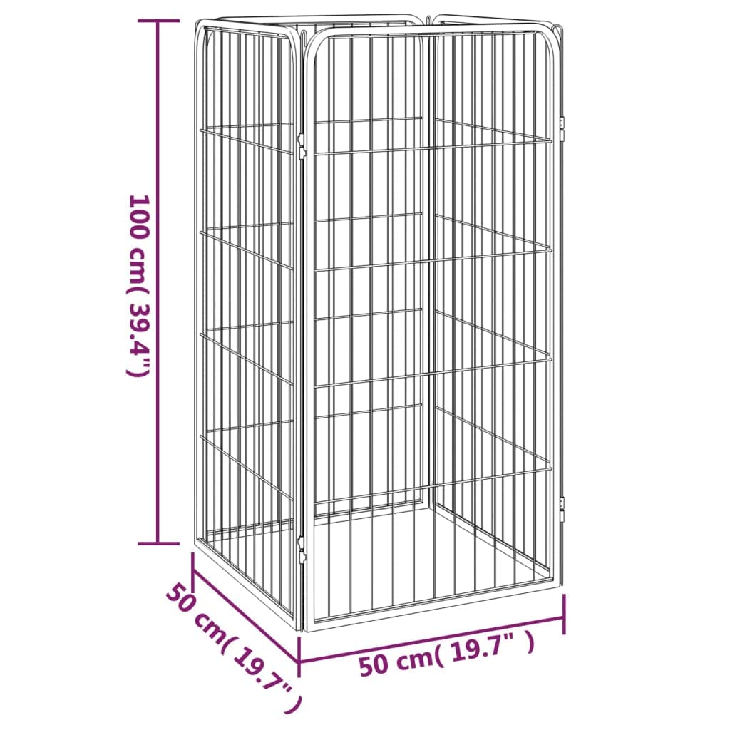 4-TLG - Parque para perros de acero con recubrimiento en polvo, 50 x 100 cm, plegable y estable, ideal para cachorros y perros, salida segura y protección en el jardín o apartamento