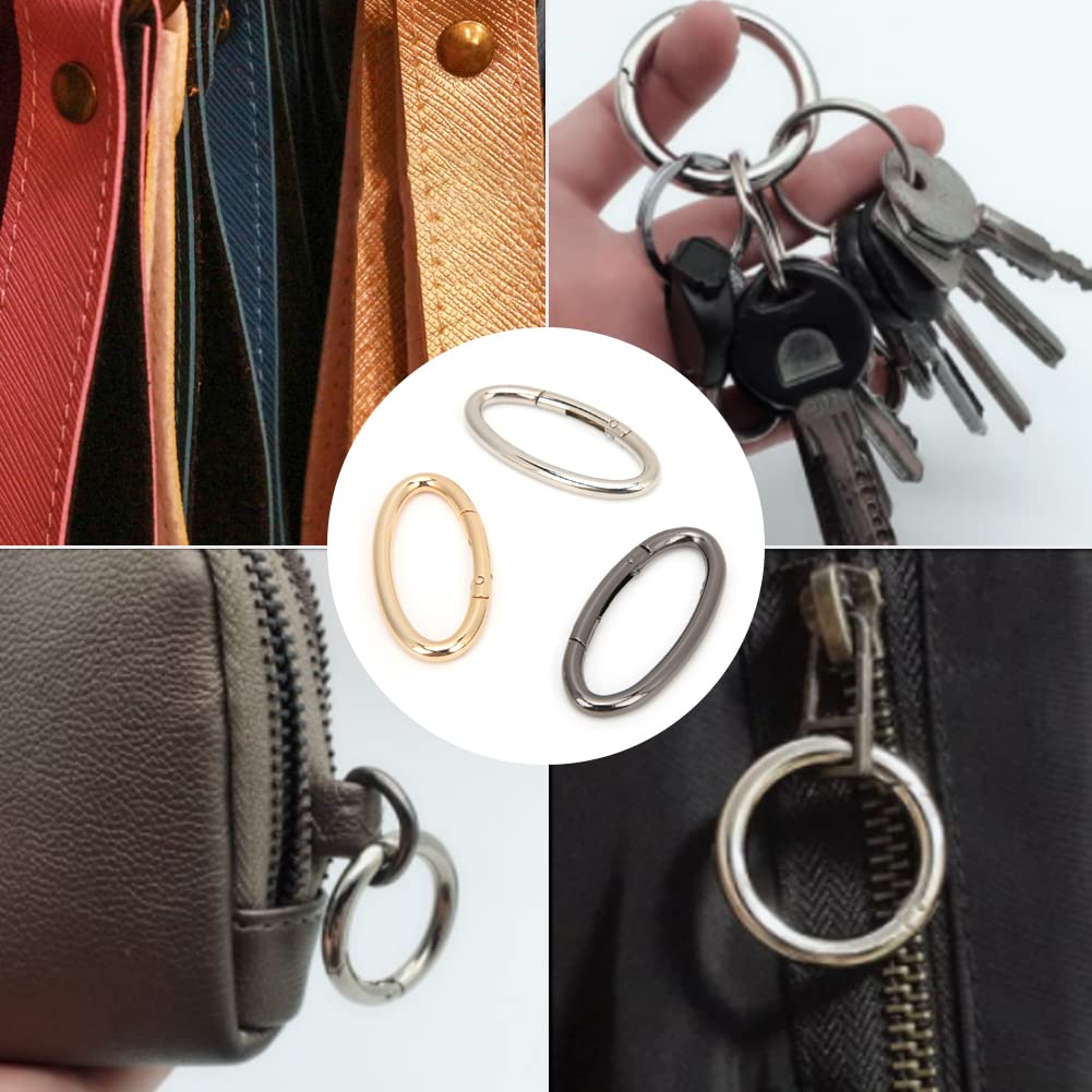 9Pcs Spring Snap Clips Molla Rotonda O Ring Anelli Ovali Moschettone Ovale Clip a Scatto per Gioielli da Borsa e Fai da Te(#3)