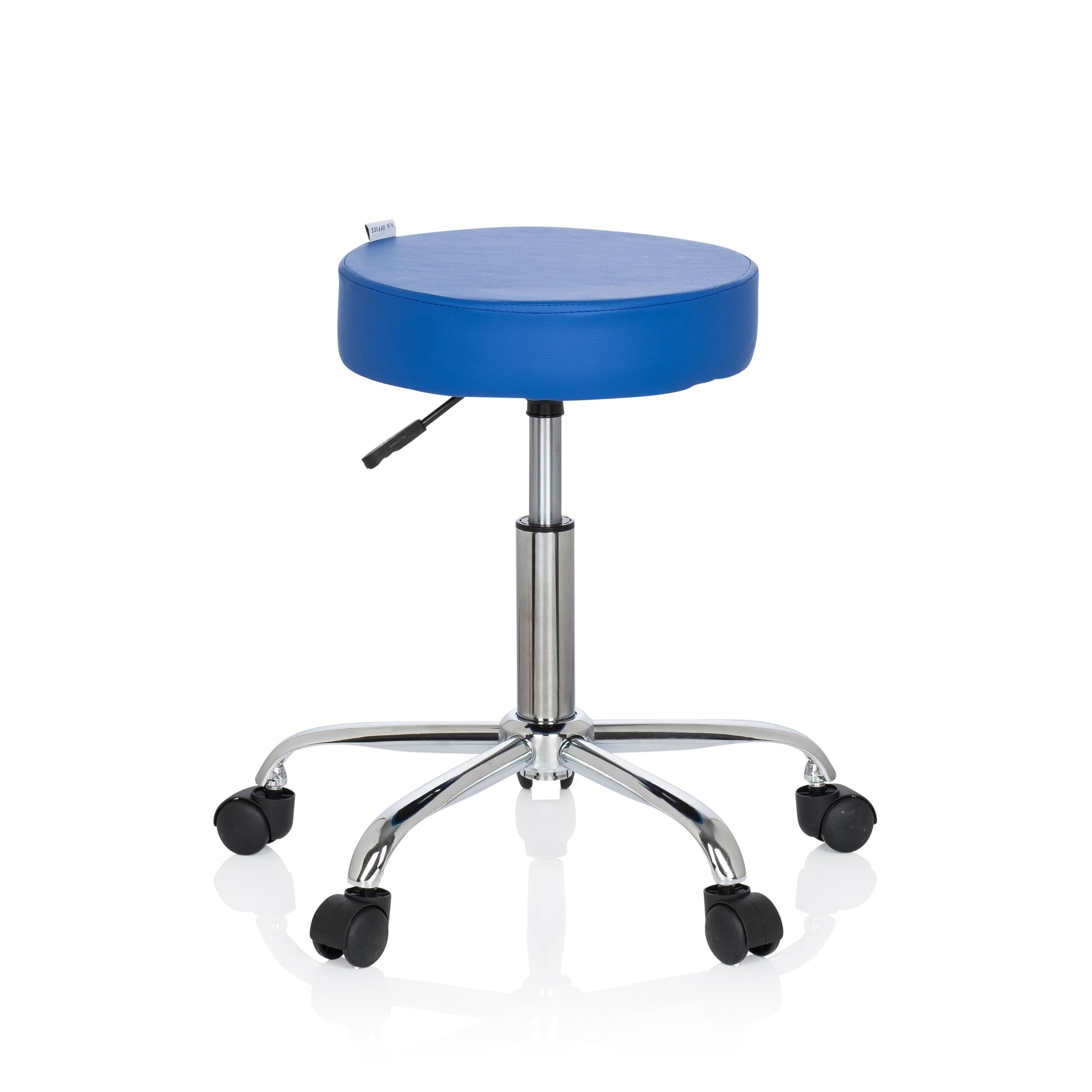 HJH Office 729413 Sgabello da ufficio OPERATOR II in similpelle blu Sgabello regolabile in altezza con rotelle