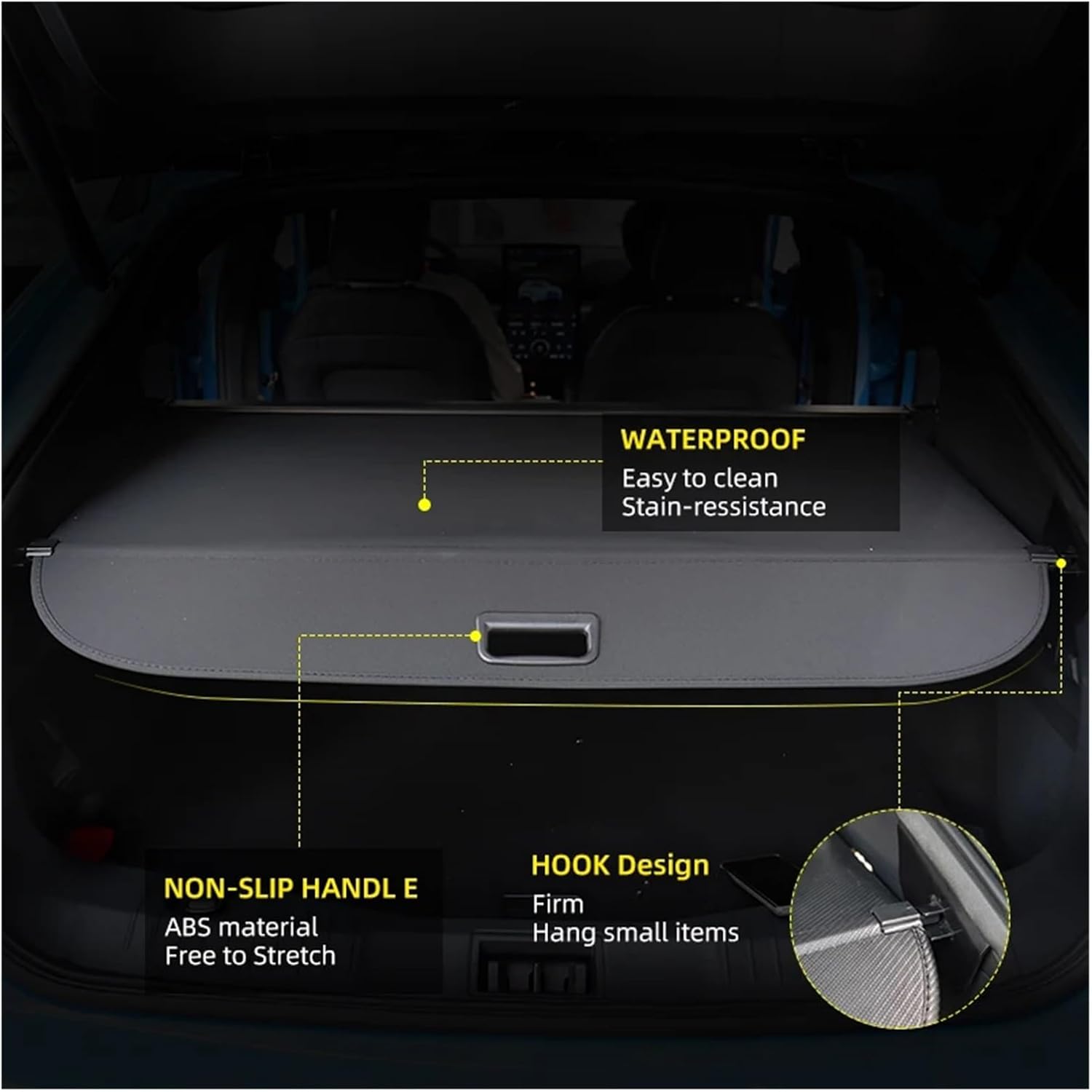 Retractable Trunk Cargo Cover Parcel Rack Anti-Peeping Shield Privacy Auto Interior Accessories Compatible with Bronco 2023 2024(Carbon Fiber)