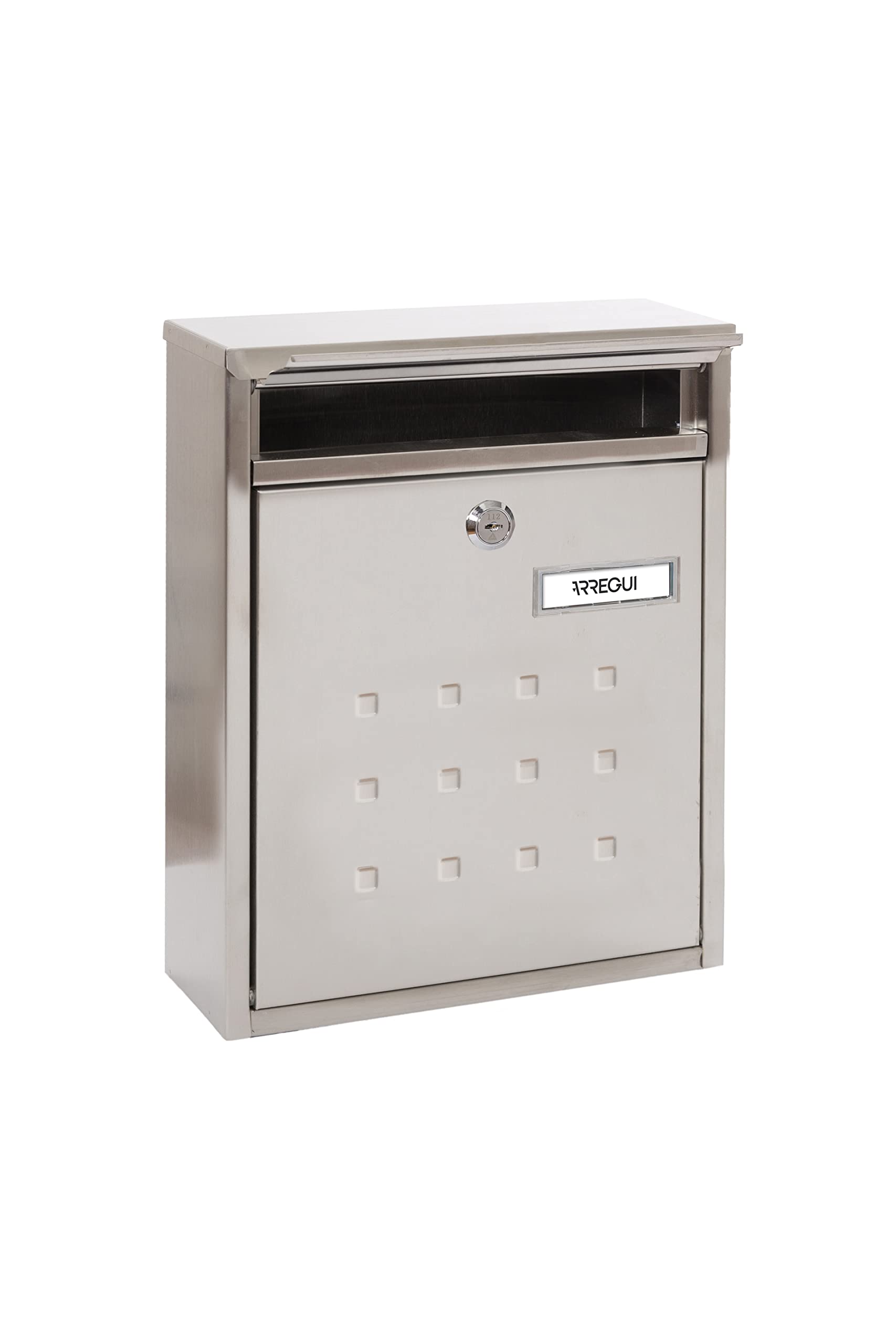 ARREGUI Dime V1327 Buzón Exterior de Acero Inoxidable, Tamaño M (Correo DIN A4 y Revistas), Buzón de Correo Individual, Buzón Pared, Agrupable, Fondo Estrecho, Anticorrosivo, Fácil de Instalar, Inox