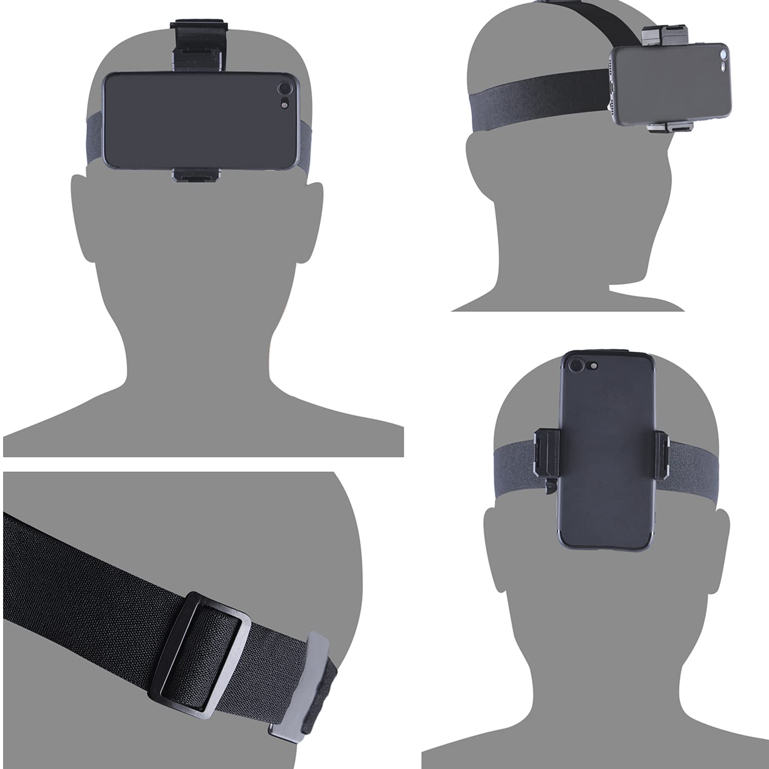 Universal ABS+ Elastic Nylon Belt Head Mount Phone Holder Head Strap Mount Headband Holder with Mobile Phone Clip Bracket for 7~10cm Wide Mobile Phone or Sports Camera — Amazon image 3