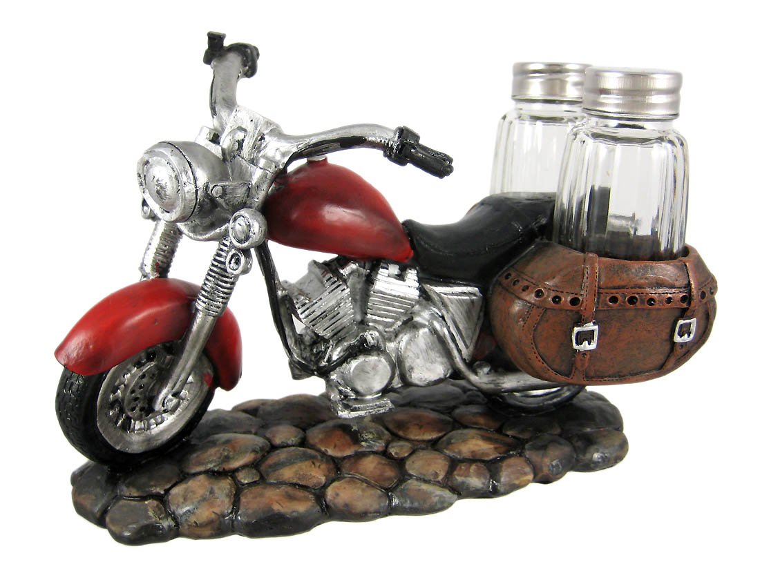 Dwk Red Spicy Rider Retro Motorcycle Salt & Pepper Shaker Set
