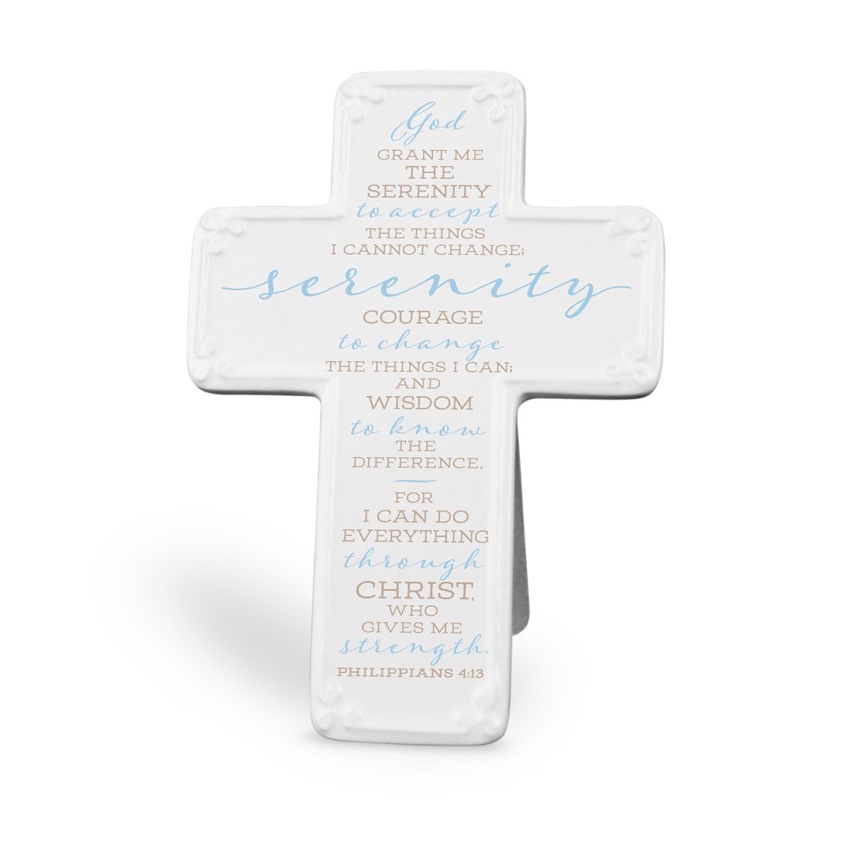 Lighthouse Christian Products Ceramic Cross - Serenity Prayer - Philippians 4:13