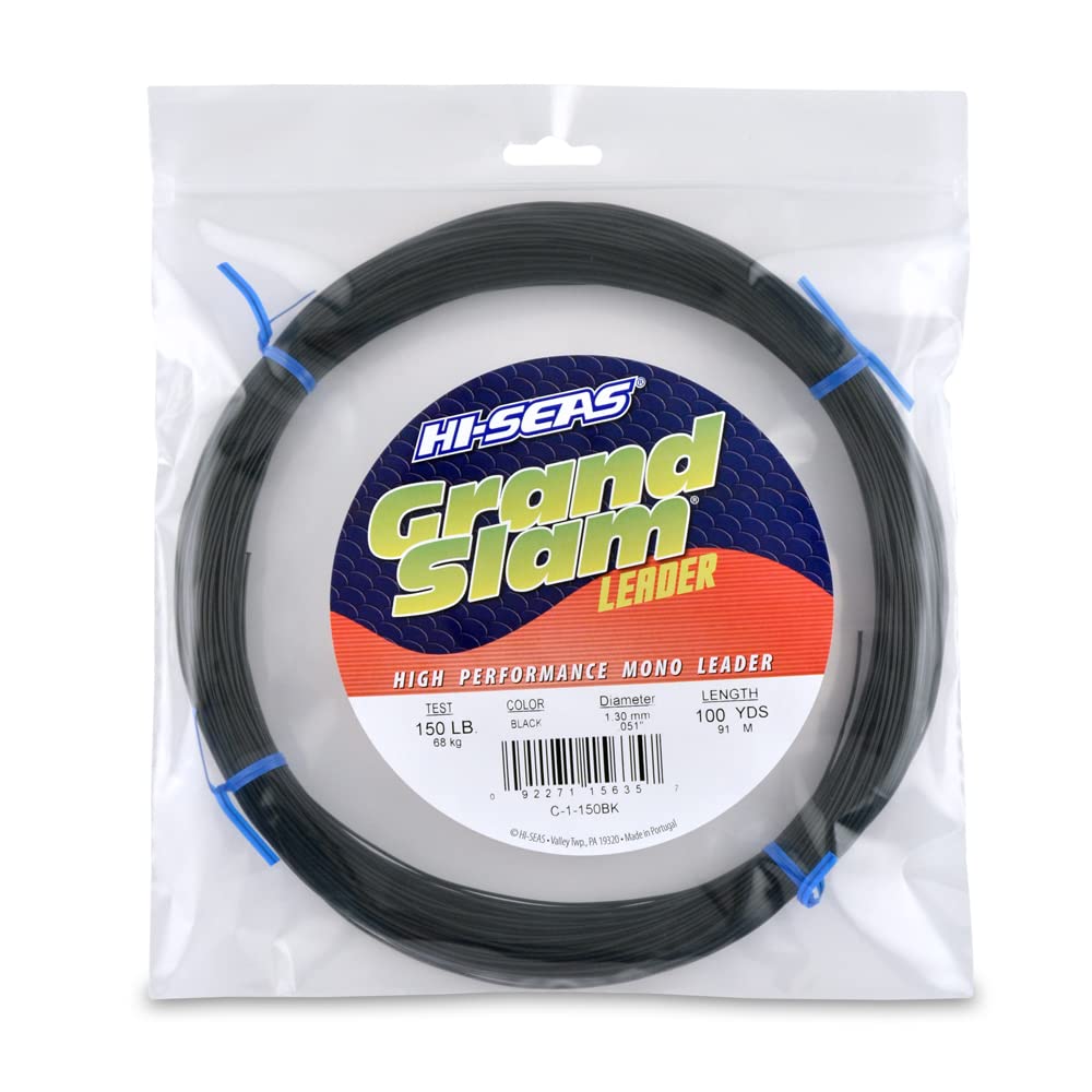 HI-SEAS Grand Slam Monofilament Fishing Leader - Superior Strong Clear Black, for Freshwater & Saltwater Big Game Bottom Fishing, Trolling