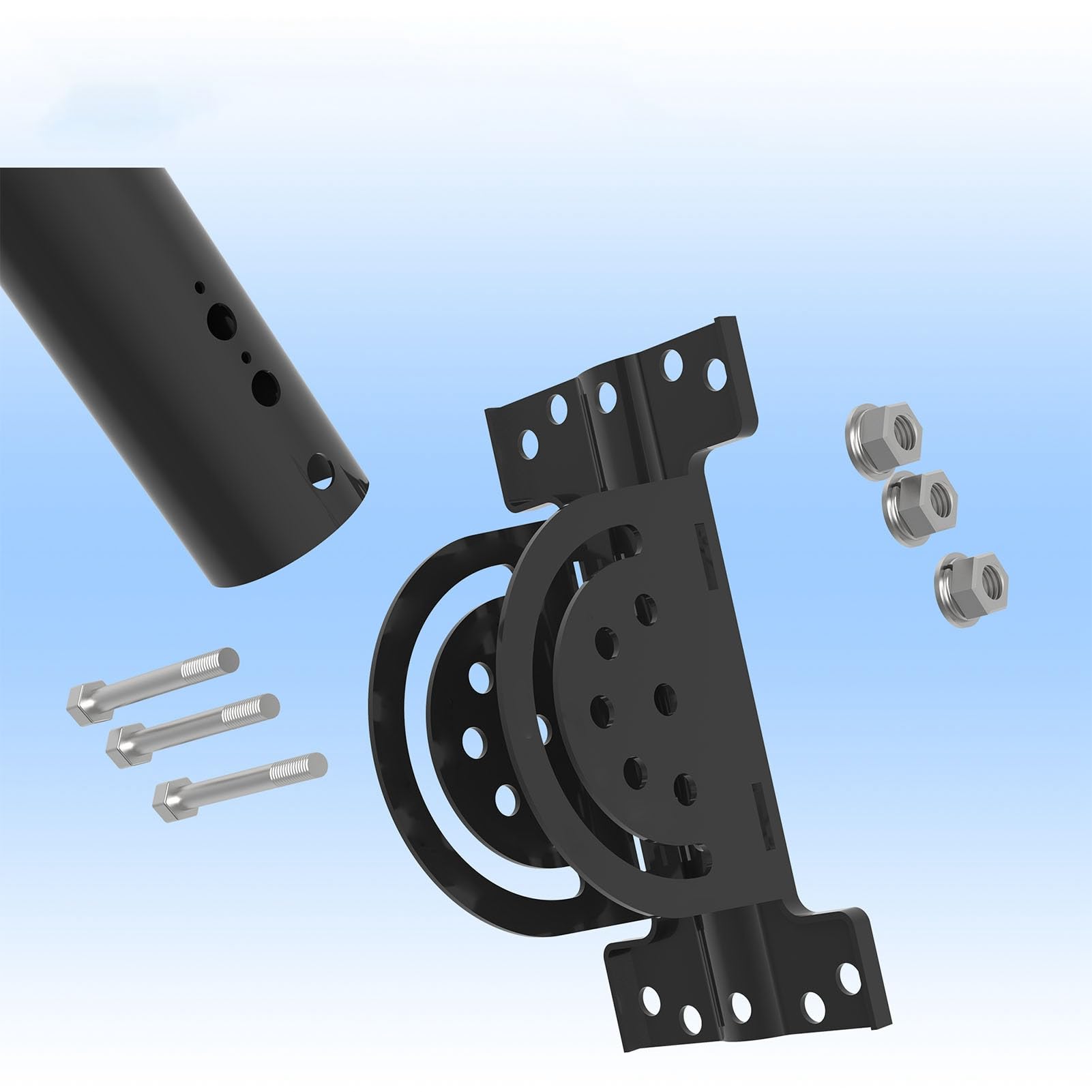 Cryfokt Kit Adaptador de Poste de Montaje para Antena Parabólica Gen 3, Rotación de 360 ​​grados, Estructura de Acero Resistente para Uso en Exteriores, Accesorios Completos de Fácil Instalación,