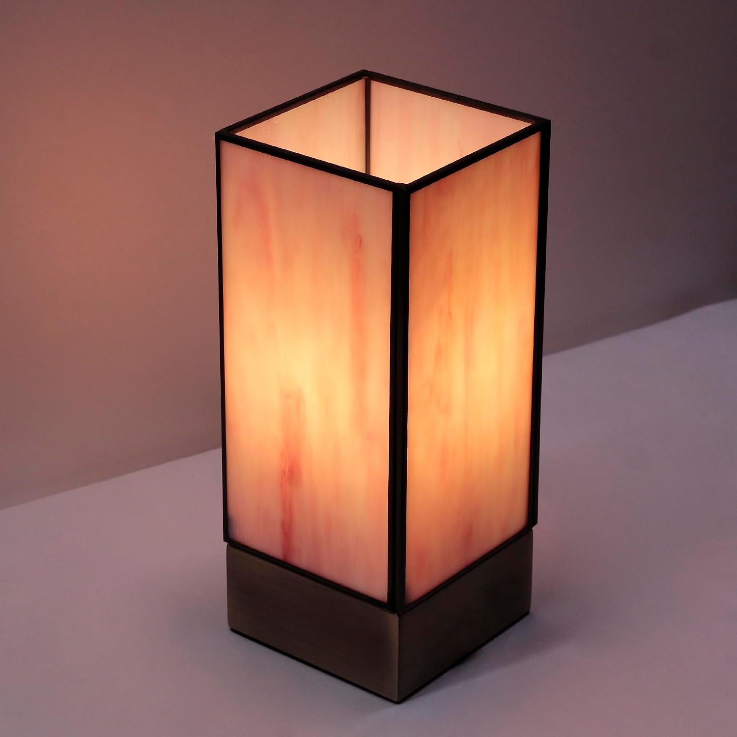 Tiffany Lamp Touch Control Small Table Lamp Pink Stained Glass Desk Lamp 4x4x10 Inches Reading Light
