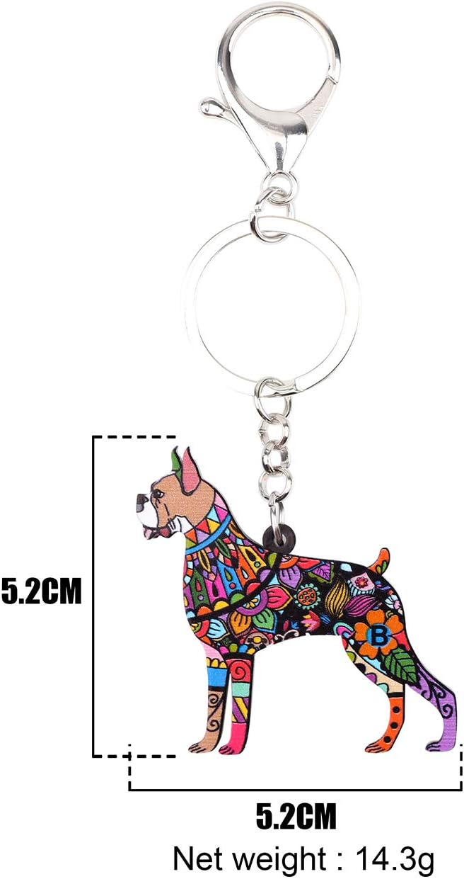 WEVENI Acrylic Cute Boxer Dog Keychain Accessories Jewelry for Women Girls Bag Wallet Car Charms - Image 5