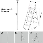 KINGRACK Aluminium 5 Échelle, Tabouret pas léger avec pédalos non-kides, rampe, 330 LBS Échelle pliable pour cuisine, Garage, Maison, Space Sauvetage, robuste et portable, Argent
